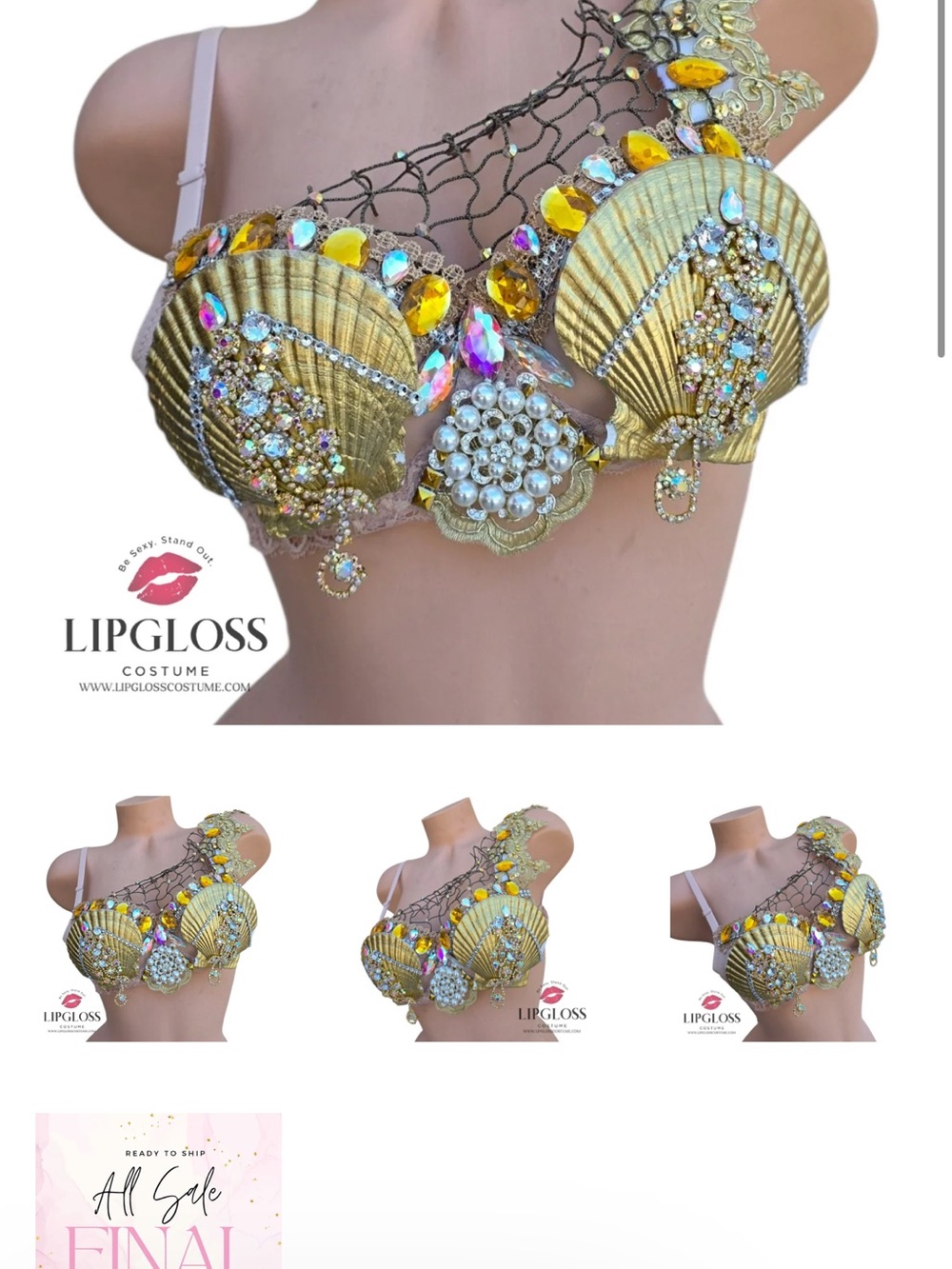 Gold Shell Embellished Women's Top